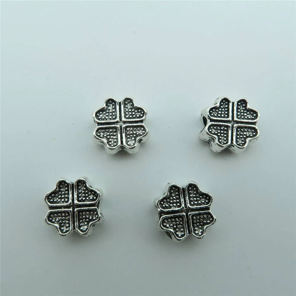 20 Pcs for 3mm round leather Antique Silver Clover beads with draw jewelry supplies jewelry finding D-5-3-18