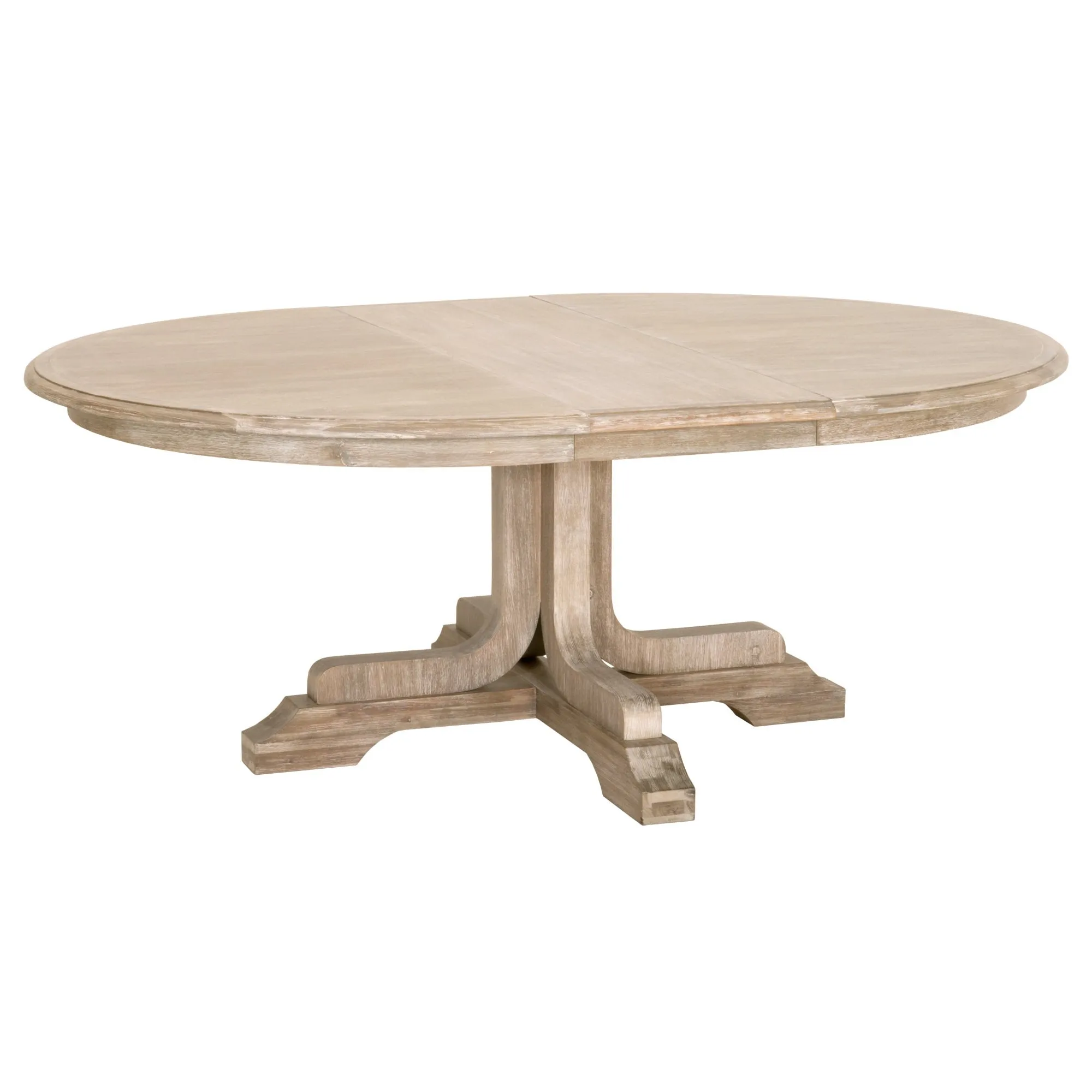 60" - 77" Round Natural Gray Acacia Extension Meeting Table