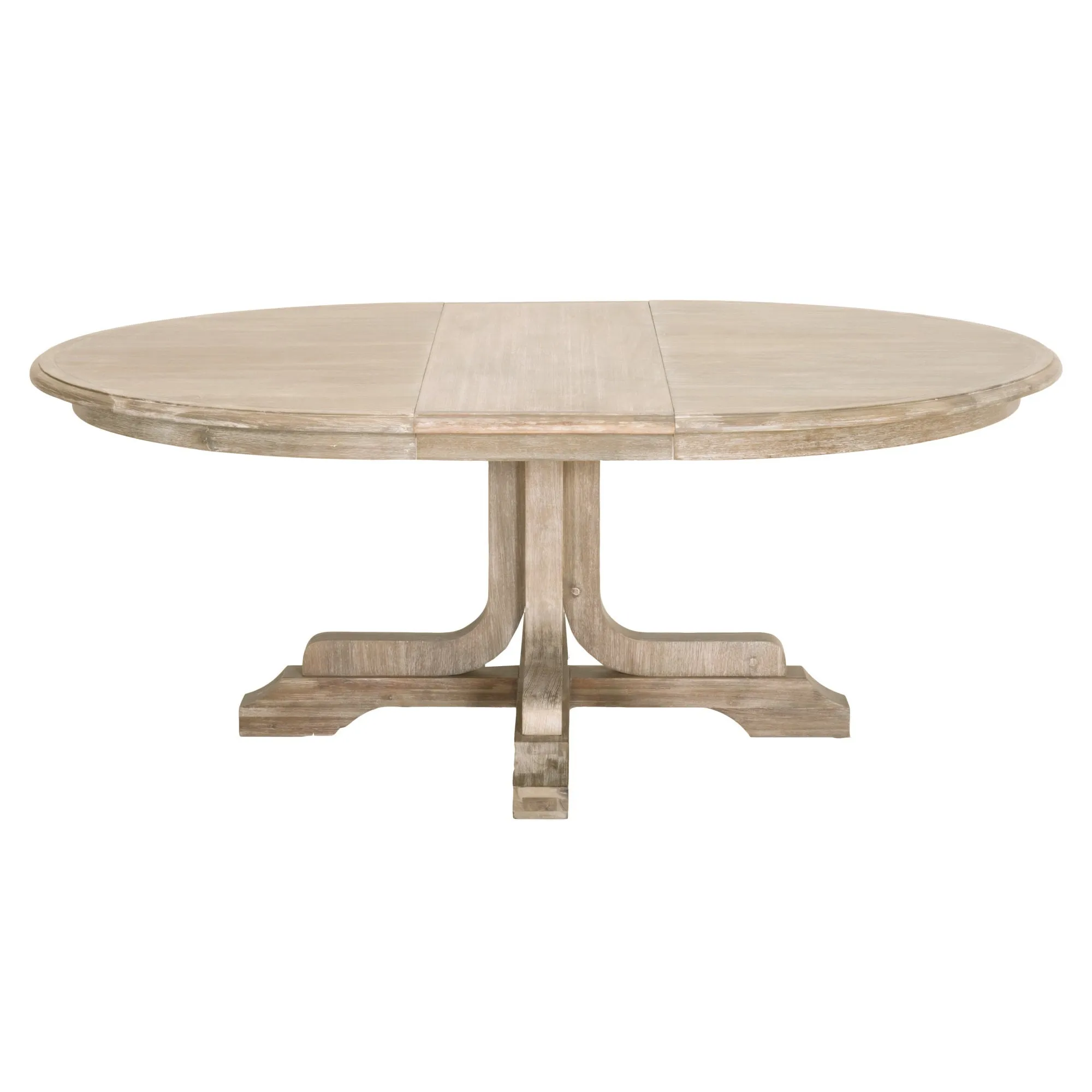 60" - 77" Round Natural Gray Acacia Extension Meeting Table