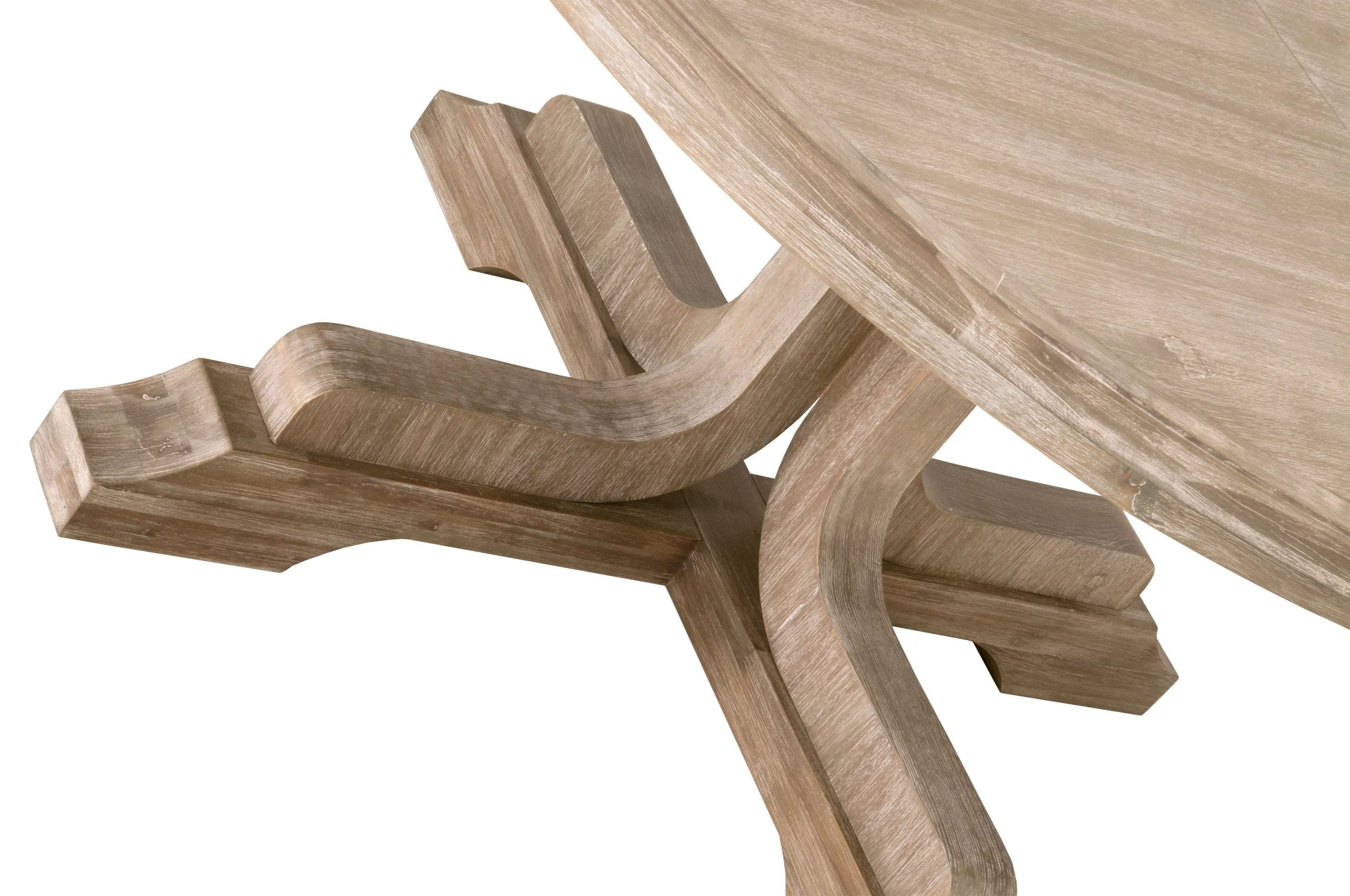60" - 77" Round Natural Gray Acacia Extension Meeting Table