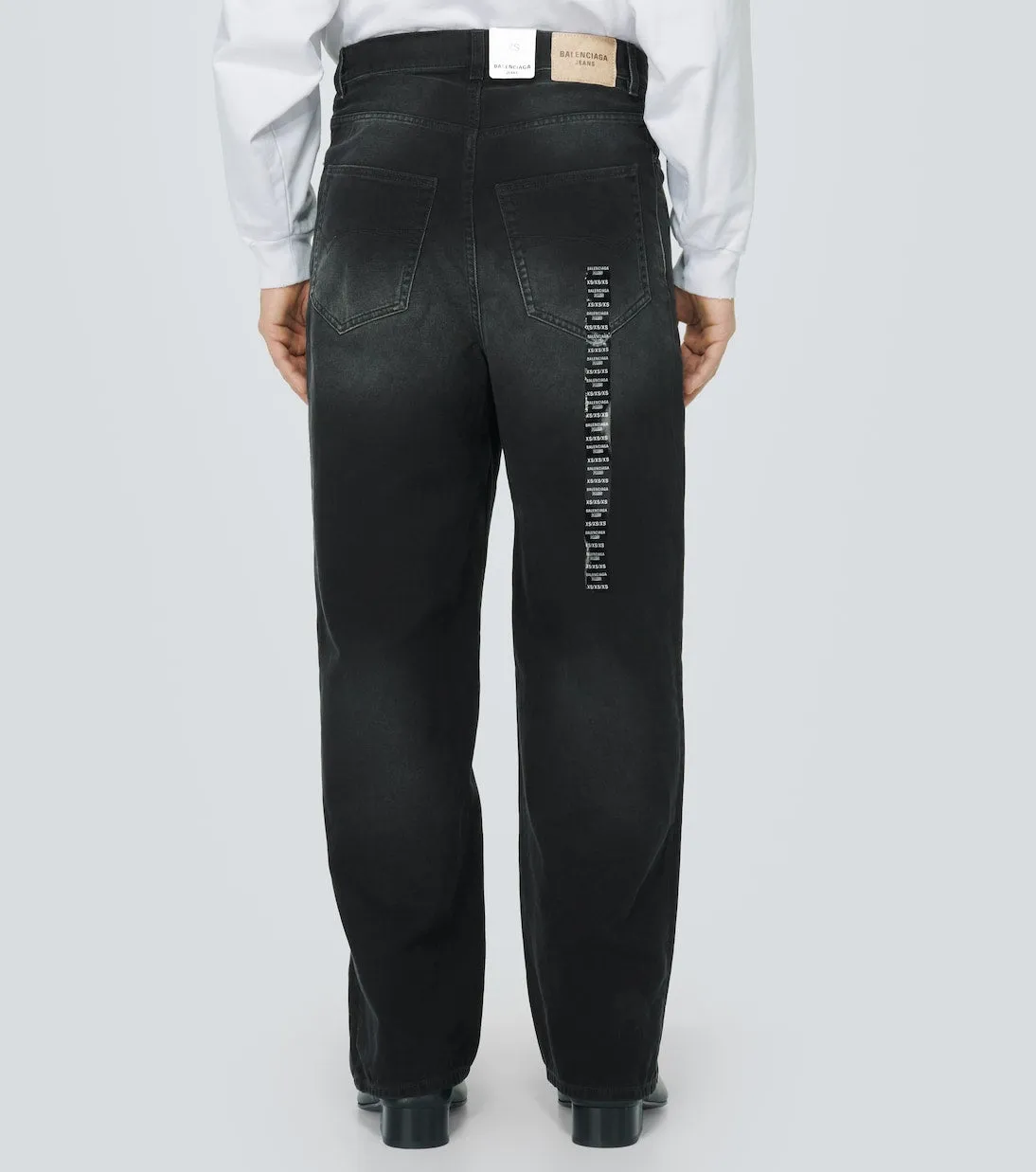 Balenciaga Wide Leg Jeans Size Sticker, Black