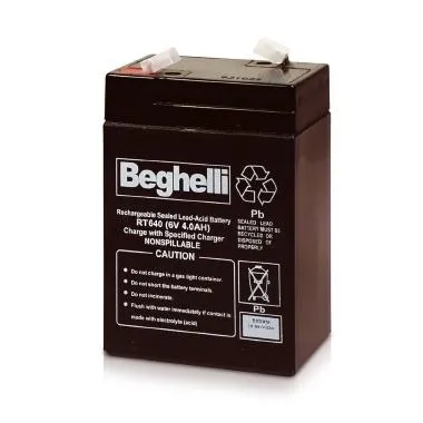 BATTERIA AL PIOMBO RICARICABILE 6V 4AH BEGHELLI 8801