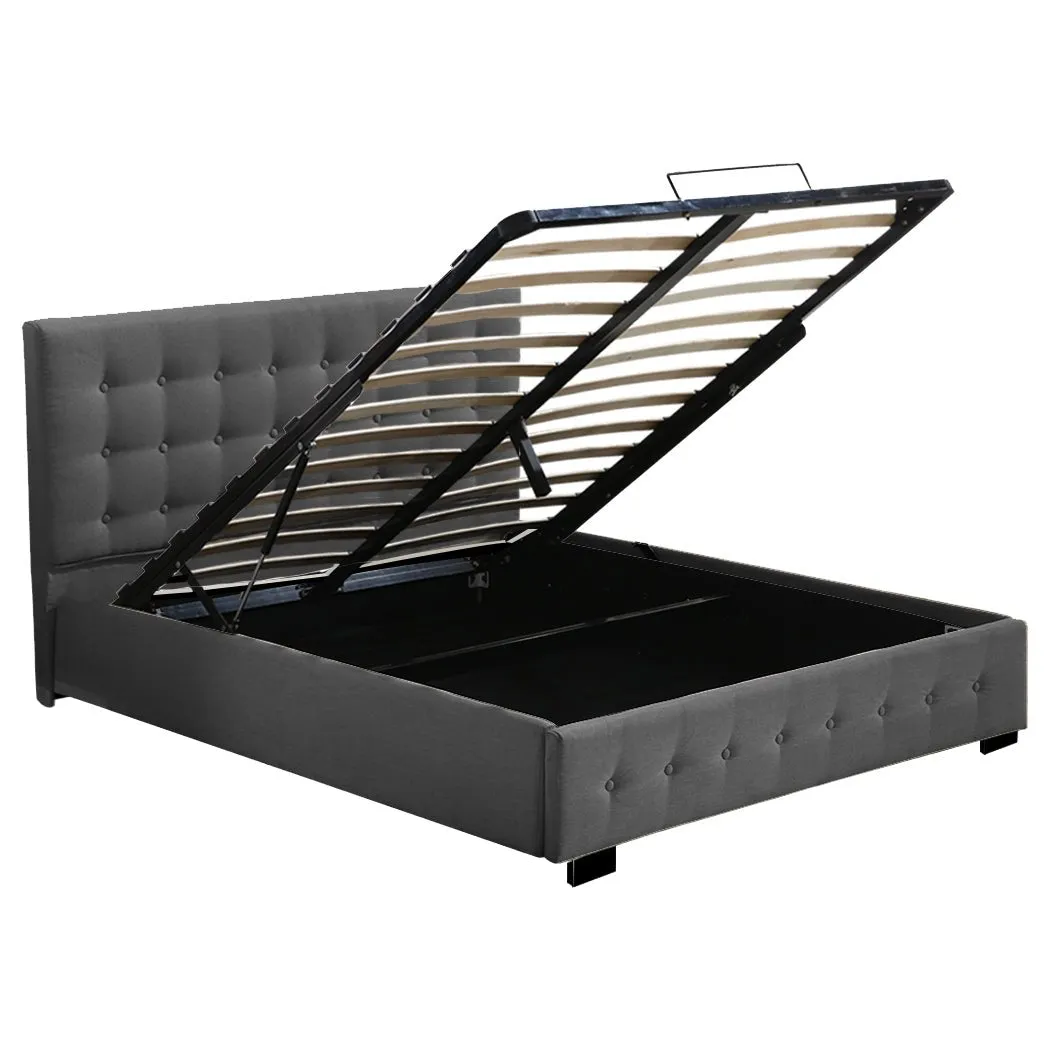 Bendigo Double Size Gas Lift Storage Bed Frame Dark Grey