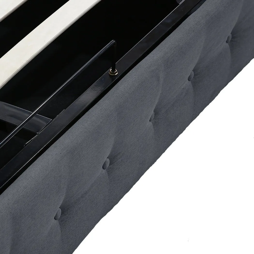 Bendigo Double Size Gas Lift Storage Bed Frame Dark Grey
