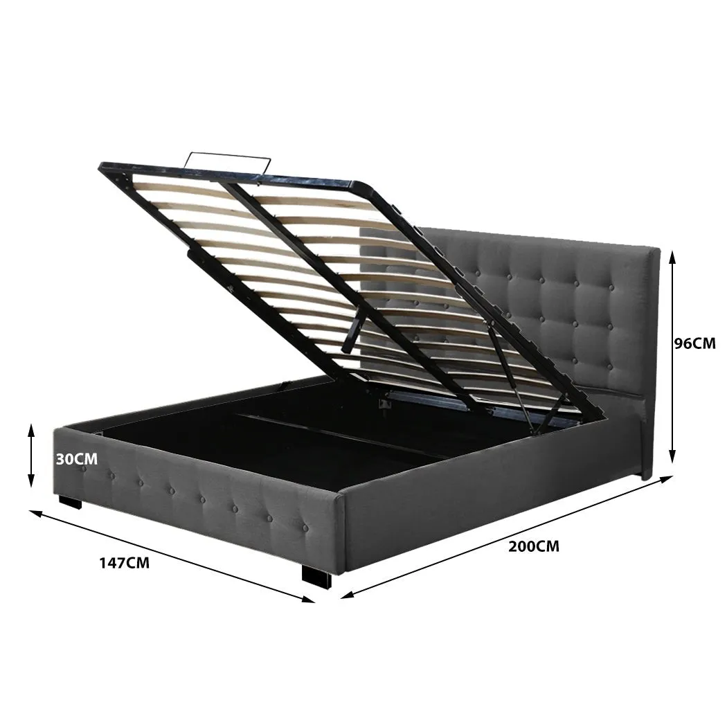 Bendigo Double Size Gas Lift Storage Bed Frame Dark Grey