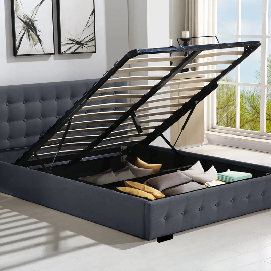 Bendigo Double Size Gas Lift Storage Bed Frame Dark Grey
