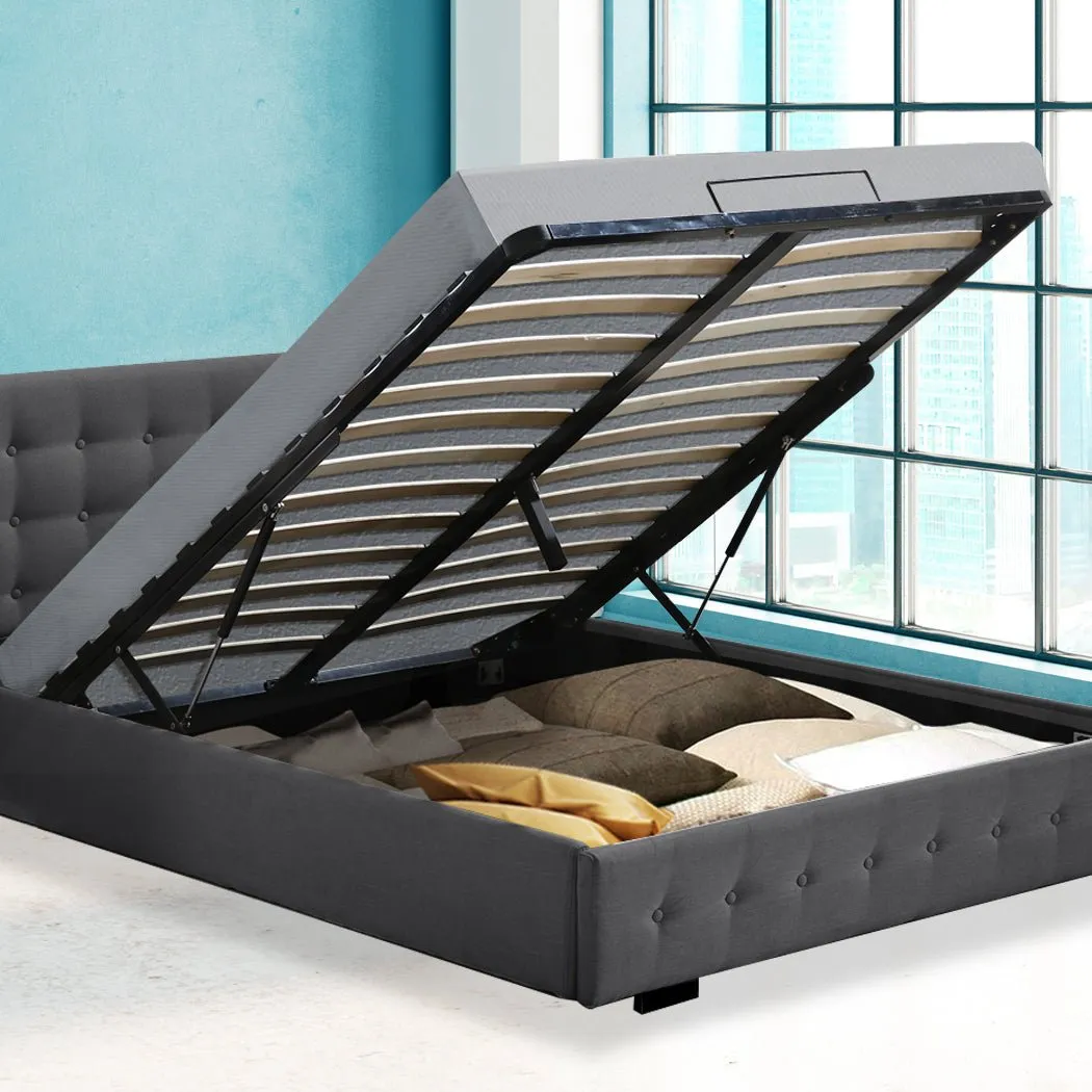 Bendigo Double Size Gas Lift Storage Bed Frame Dark Grey