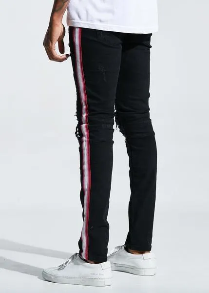 Bolt Biker Denim Black (Pink Stripe)