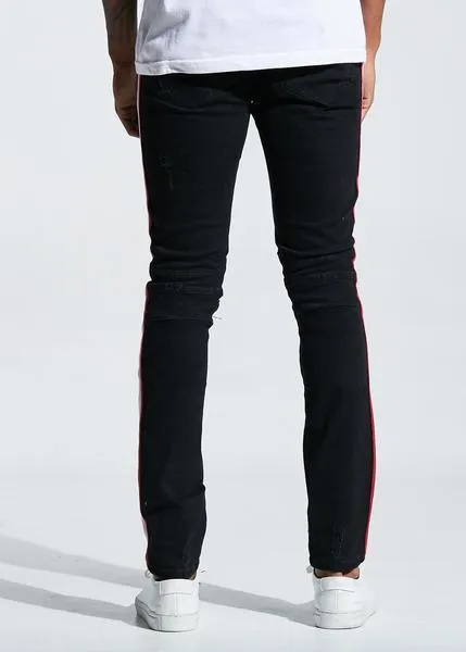 Bolt Biker Denim Black (Pink Stripe)