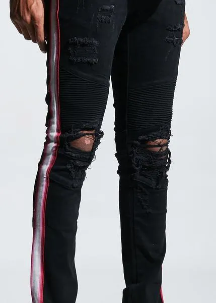 Bolt Biker Denim Black (Pink Stripe)