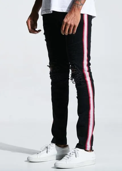 Bolt Biker Denim Black (Pink Stripe)