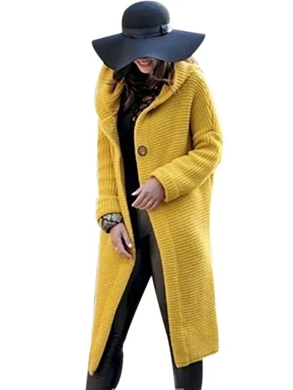 Button Front Hooded Cardigan Sweaters