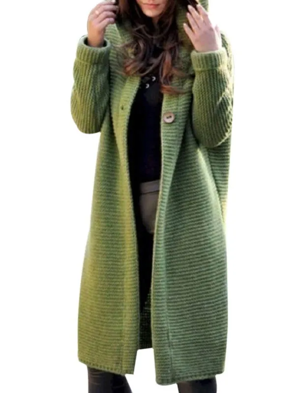Button Front Hooded Cardigan Sweaters