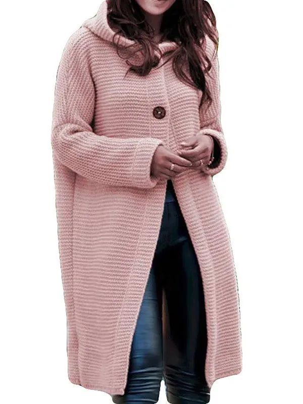 Button Front Hooded Cardigan Sweaters