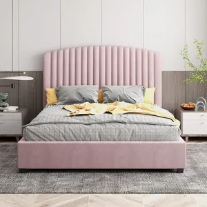 Camira King Single Velvet Bed Frame Pink