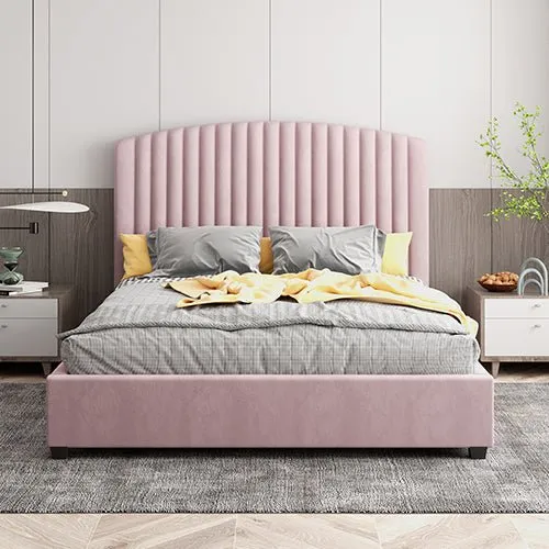 Camira King Single Velvet Bed Frame Pink