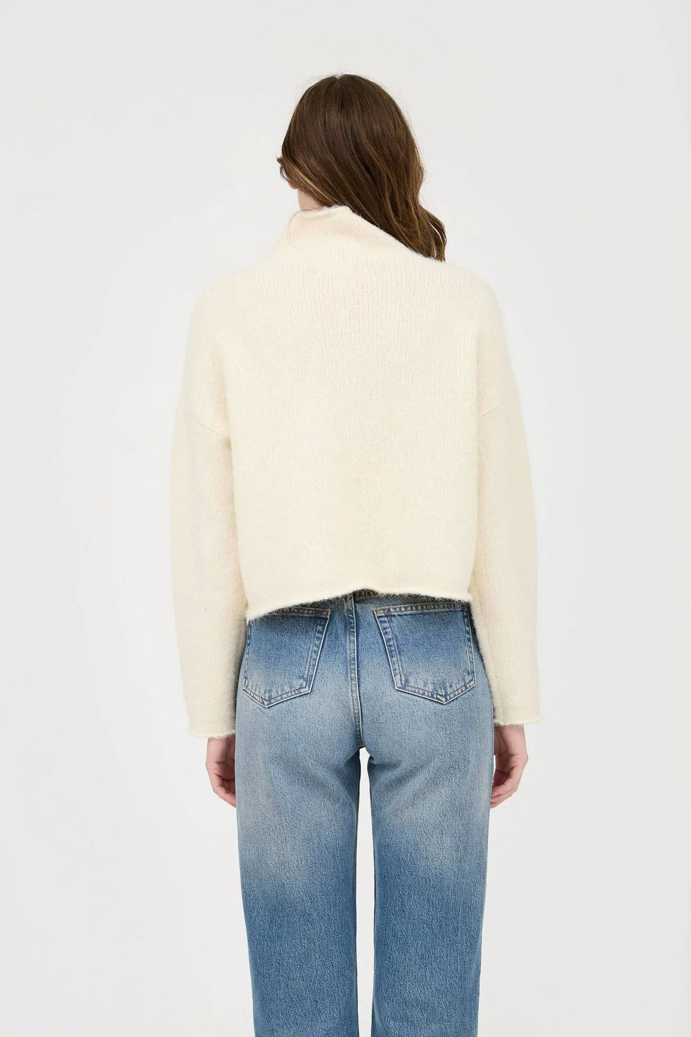 Cream Turtleneck Long Sleeve Sweater