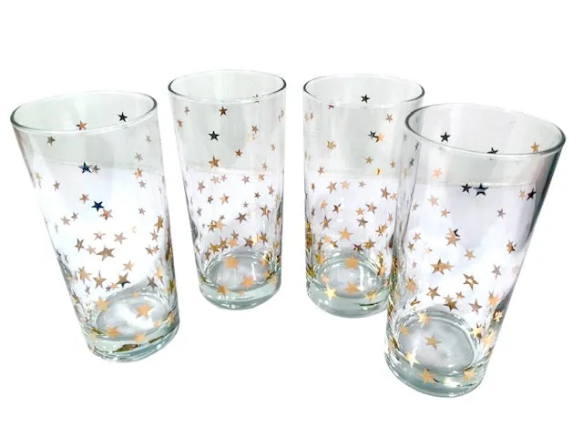 Culver Signed Mid-Century Gold Starry Nights Glasses (Set of 4)