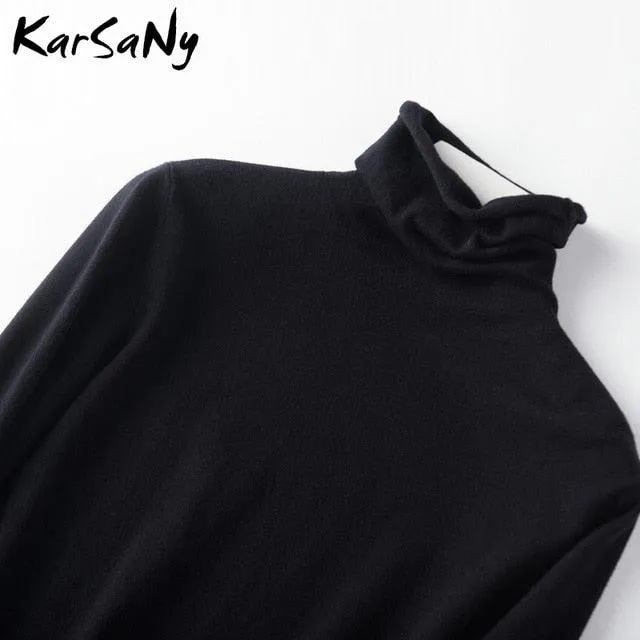 Cute Women's Sweater - Wool Pullover Women's Turtleneck Sweater - Pullover Soft Winter Sweaters (TB8C)