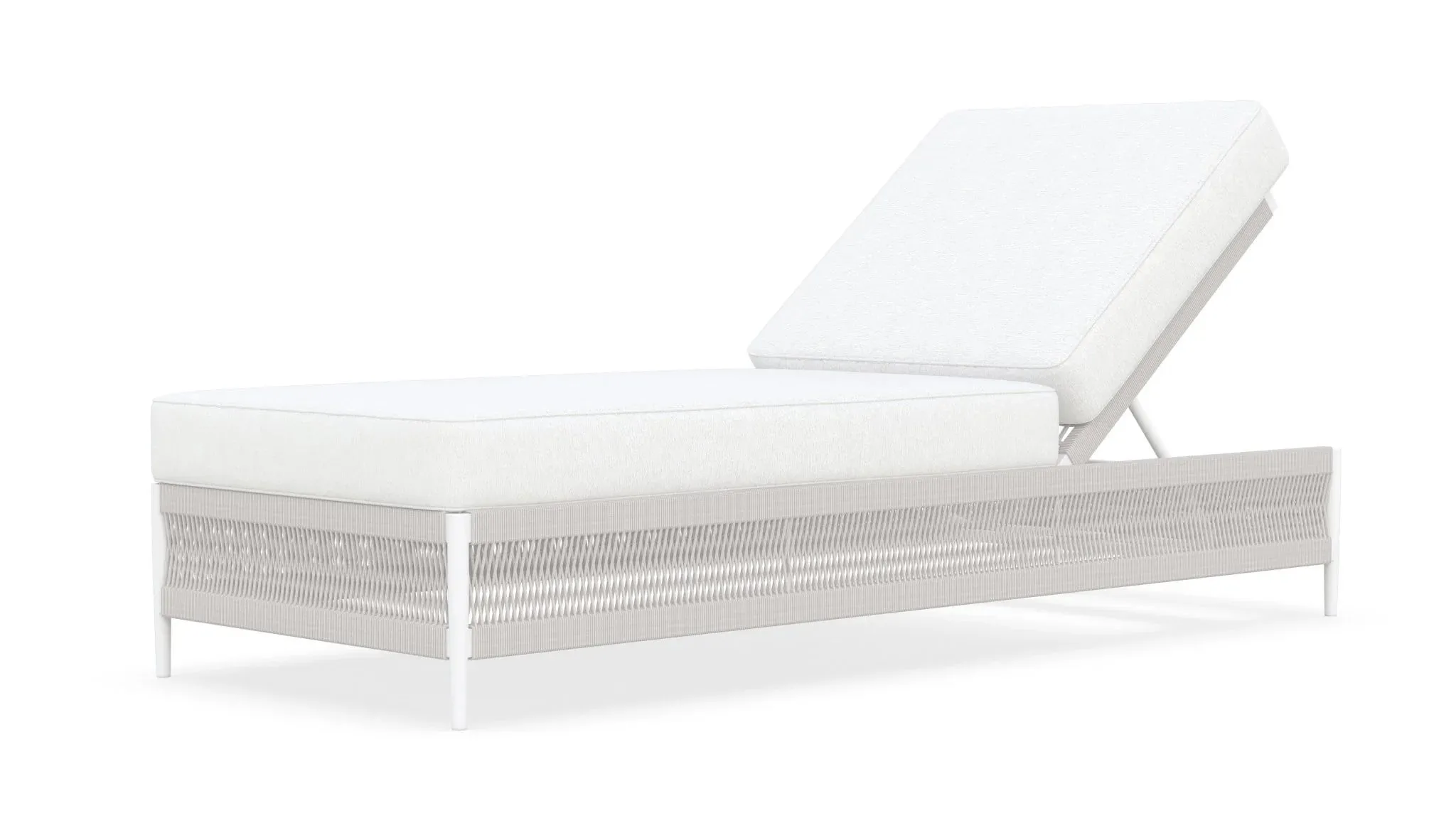 Deiniol Outdoor Swimming Poolside Lounger (White) Braided & Rope