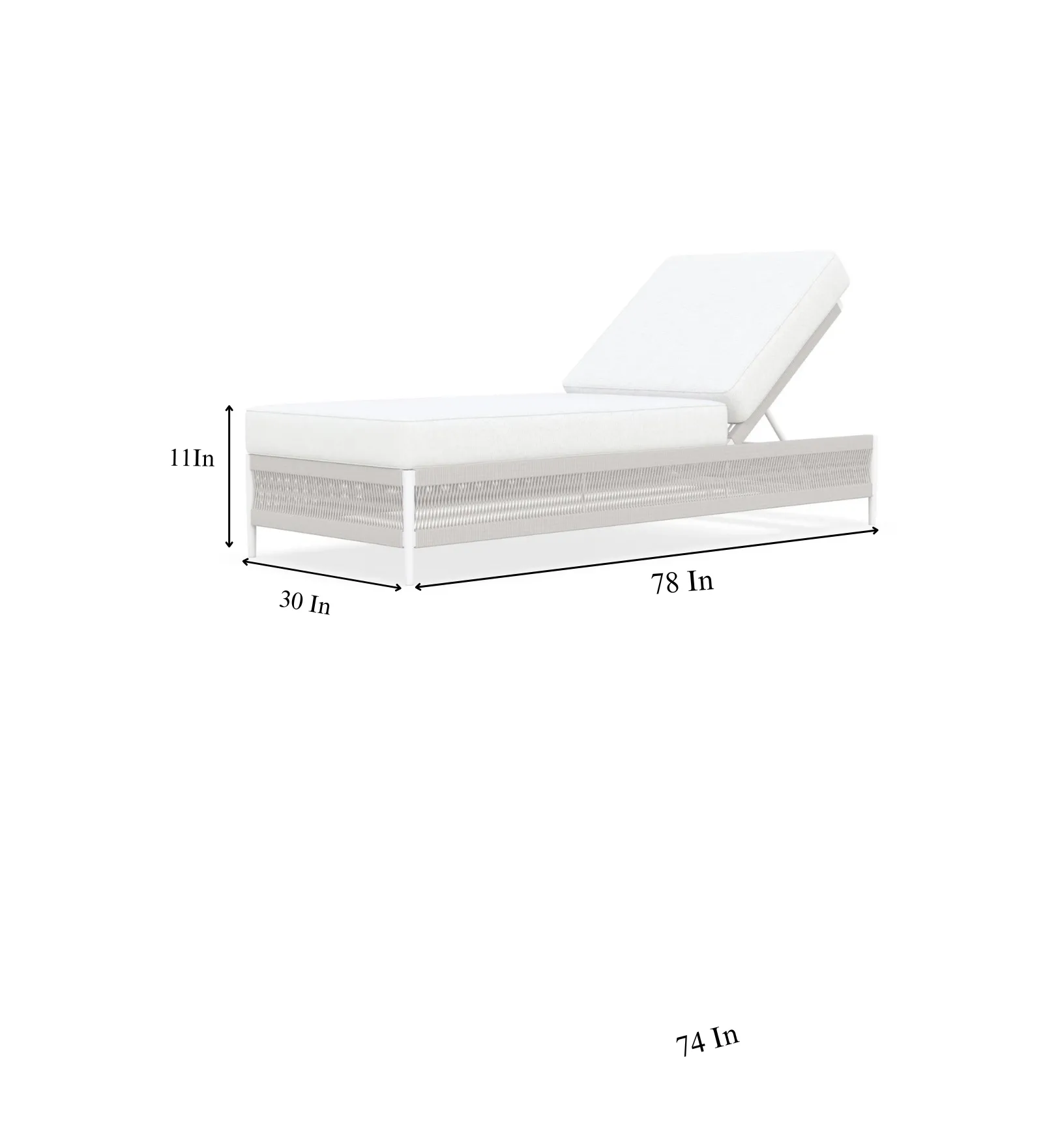 Deiniol Outdoor Swimming Poolside Lounger (White) Braided & Rope