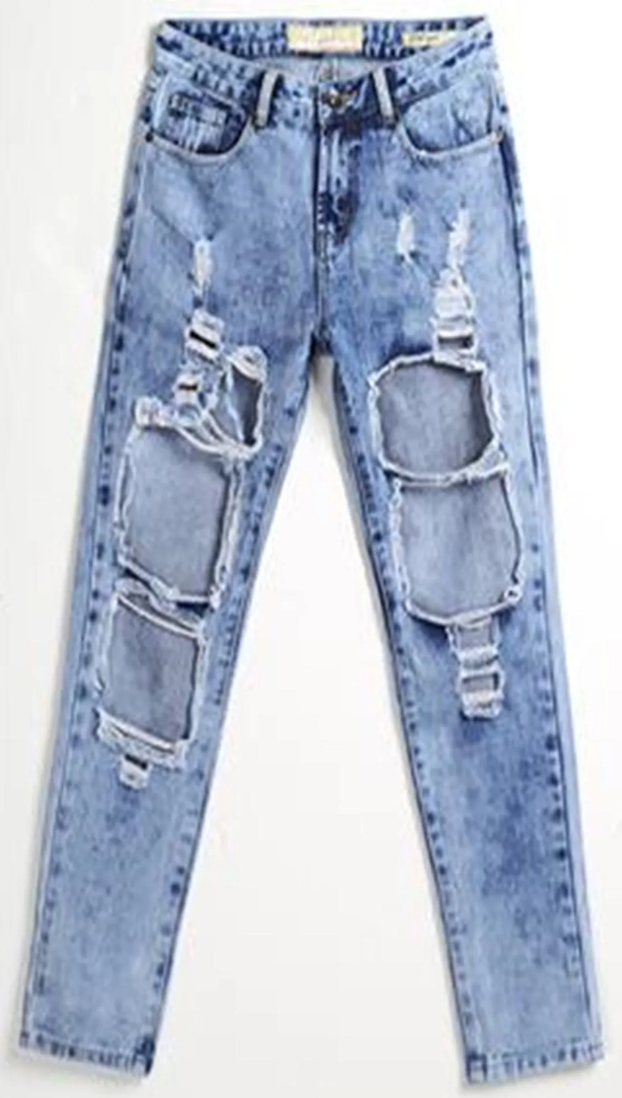 Destroyed Boyfriend Jean Blue Denim
