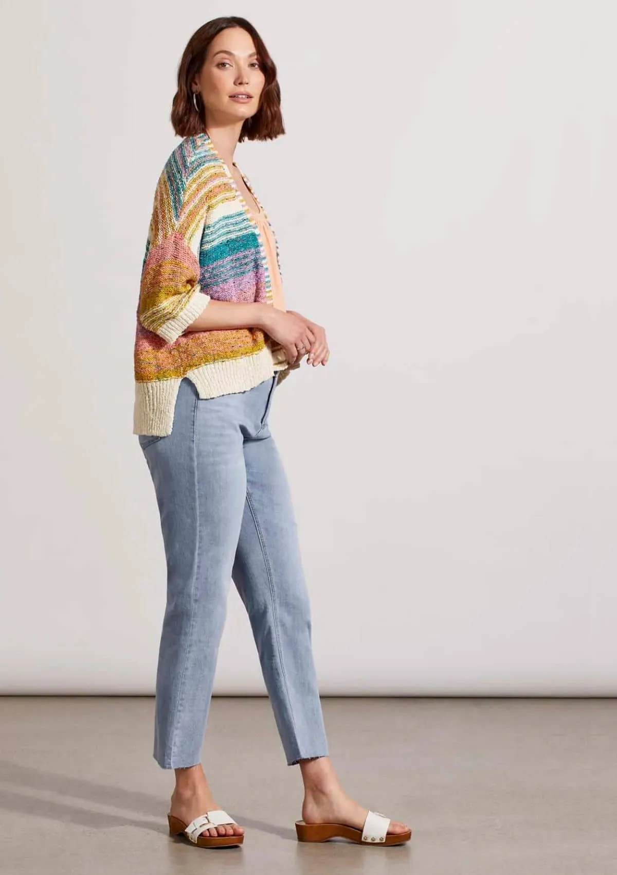 Elbow Sleeve Cardigan Sweater - Lagoon Mist
