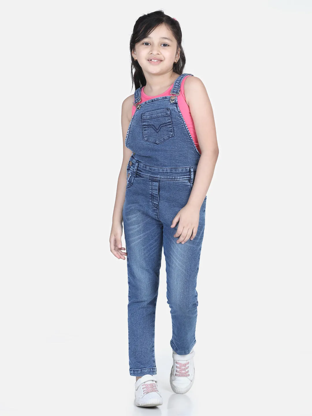 Girl's Distressed Denim Dungaree (T-Shirt Not Included) - StyleStone Kid