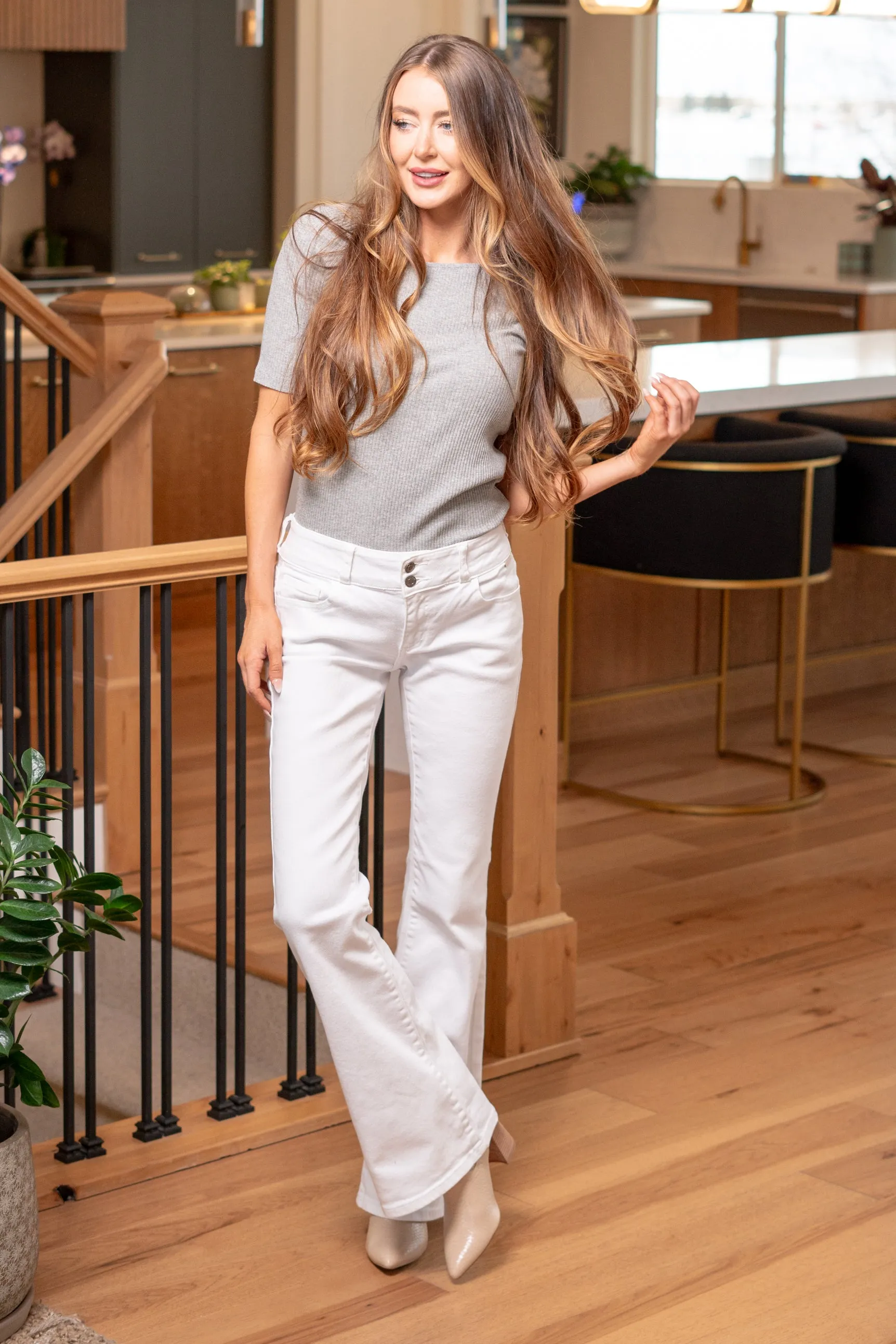 Katie Anne Button Mid Rise Flare