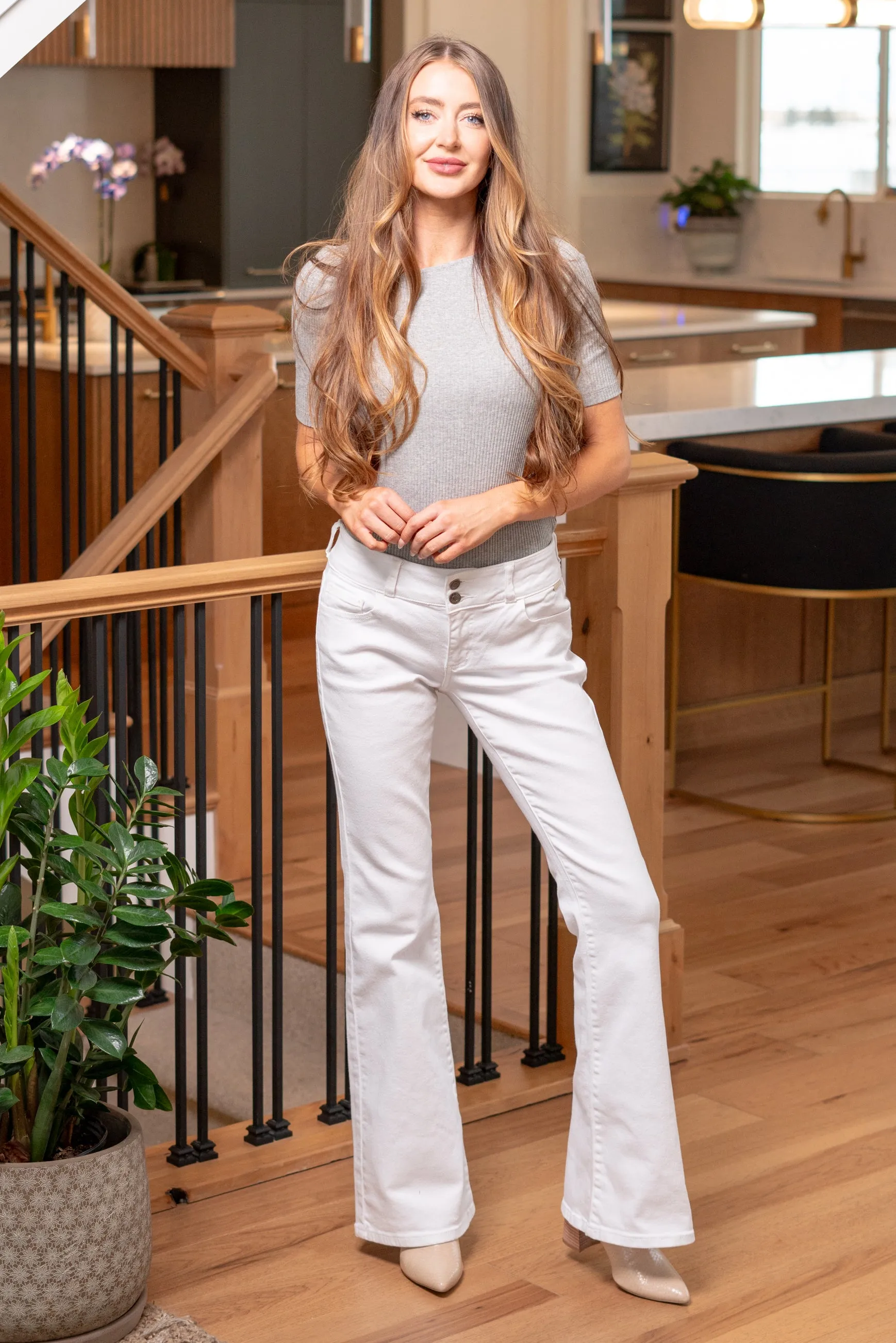 Katie Anne Button Mid Rise Flare