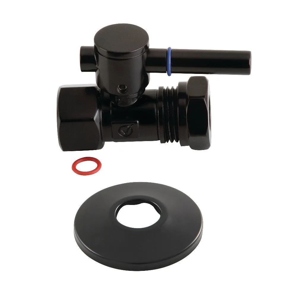 Kingston Brass CC44155DLK 1/2-Inch FIP X 1/2-Inch or 7/16-Inch Slip Joint Quarter-Turn Straight Stop Valve with Flange