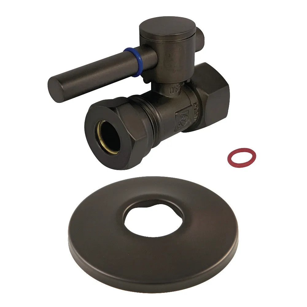 Kingston Brass CC44155DLK 1/2-Inch FIP X 1/2-Inch or 7/16-Inch Slip Joint Quarter-Turn Straight Stop Valve with Flange
