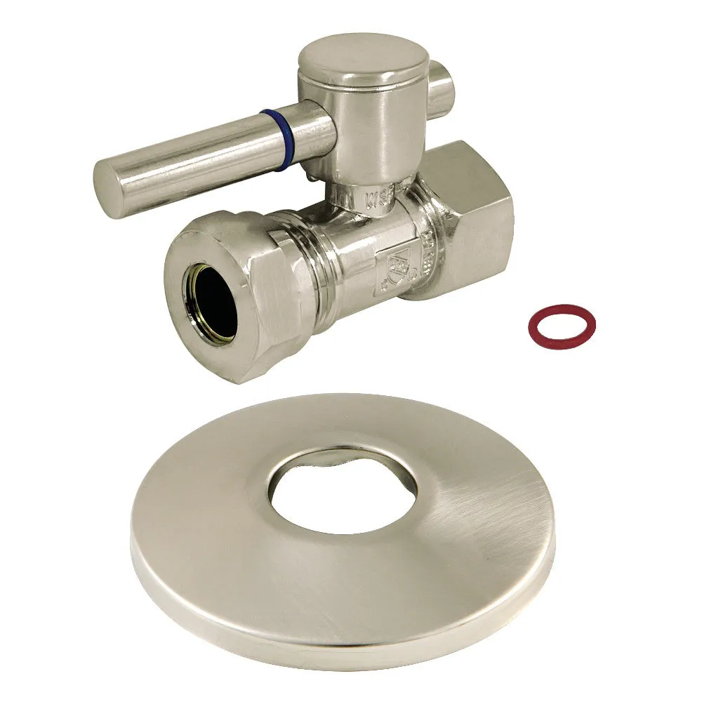 Kingston Brass CC44155DLK 1/2-Inch FIP X 1/2-Inch or 7/16-Inch Slip Joint Quarter-Turn Straight Stop Valve with Flange