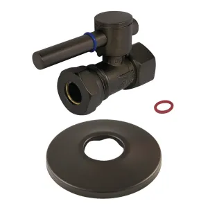 Kingston Brass CC44155DLK 1/2-Inch FIP X 1/2-Inch or 7/16-Inch Slip Joint Quarter-Turn Straight Stop Valve with Flange