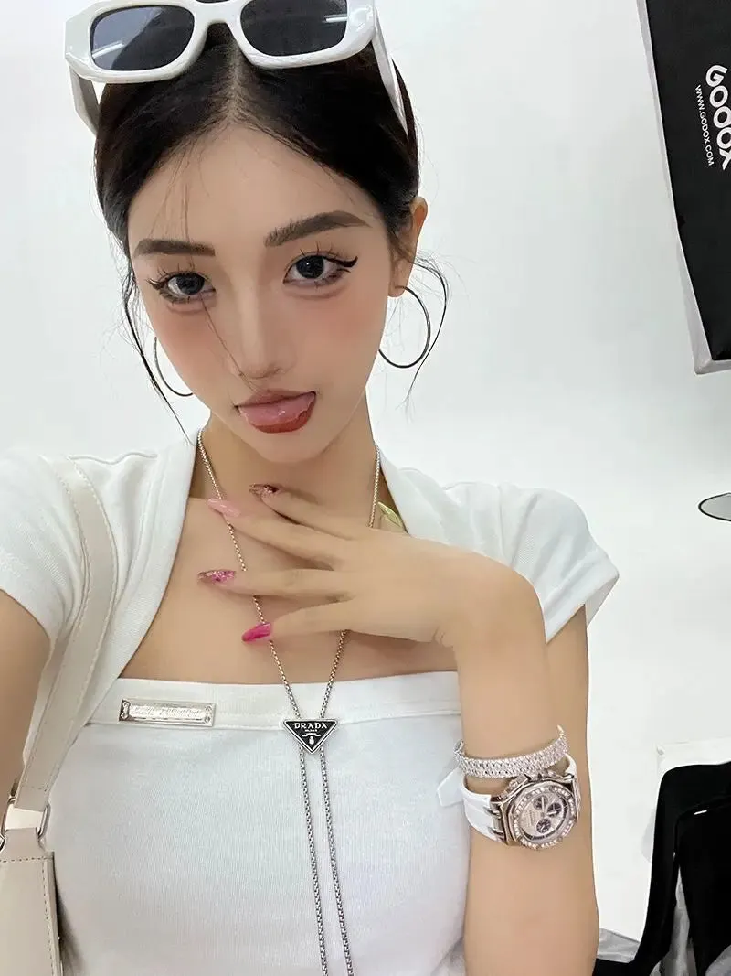 Korean Style Kpop Streetwear Ciop Tshirt Women Sexy Solid Crop Tops Y2k Harajuku Shirts Square Collar Tees Summer