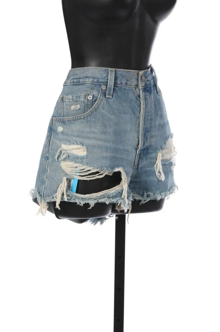 Levi's Denim Light Wash "501" Button Fly Distressed Jean Shorts