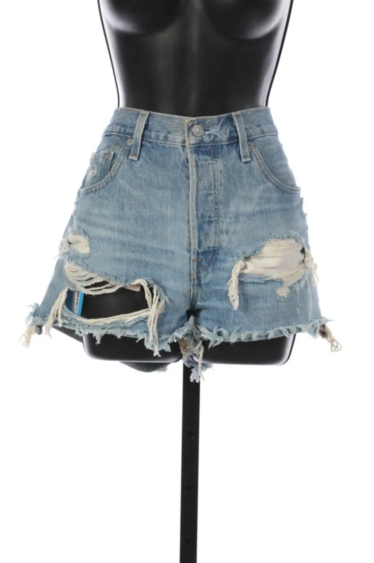 Levi's Denim Light Wash "501" Button Fly Distressed Jean Shorts
