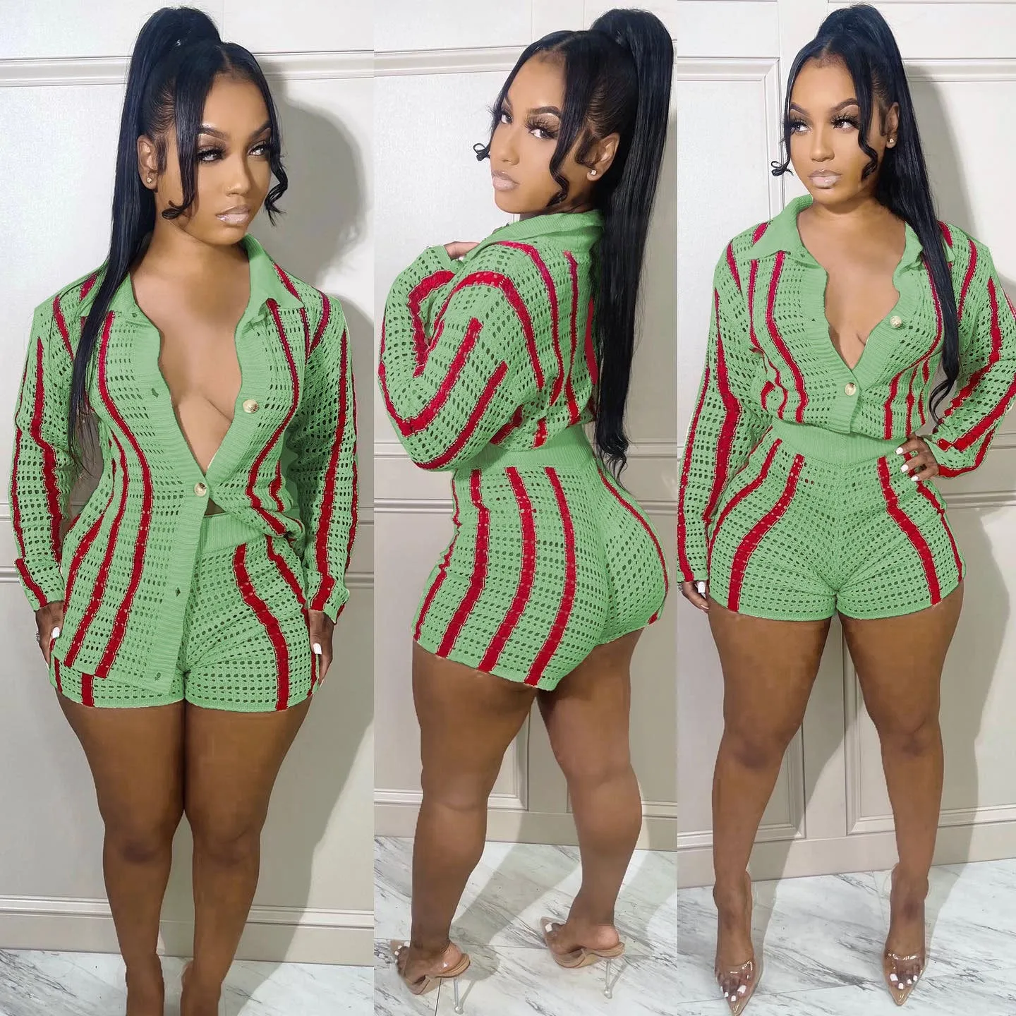 Long Sleeve Two Piece Set Cardigan Sweaters