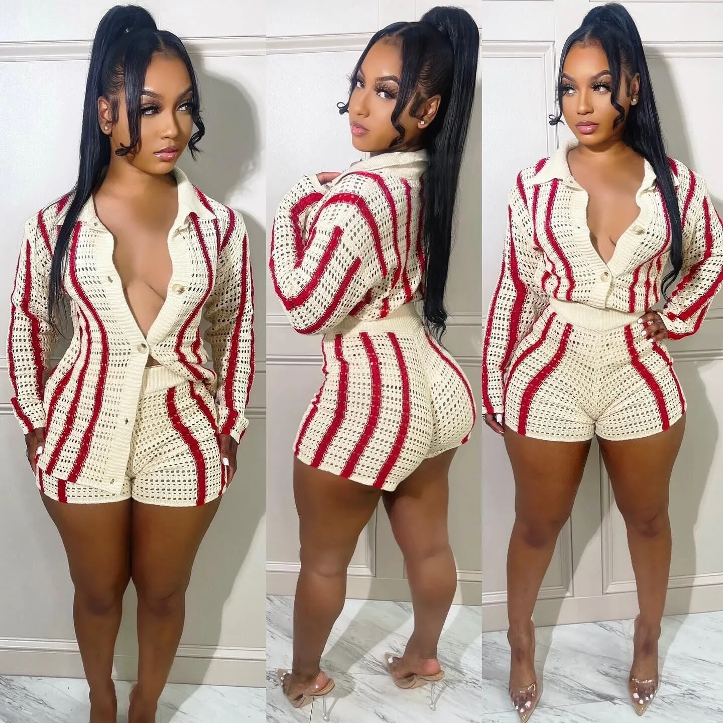 Long Sleeve Two Piece Set Cardigan Sweaters