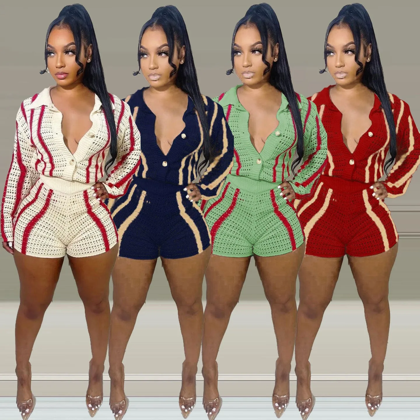 Long Sleeve Two Piece Set Cardigan Sweaters