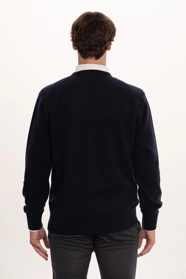 Maglione scollo v doppio filo 100% cashmere
