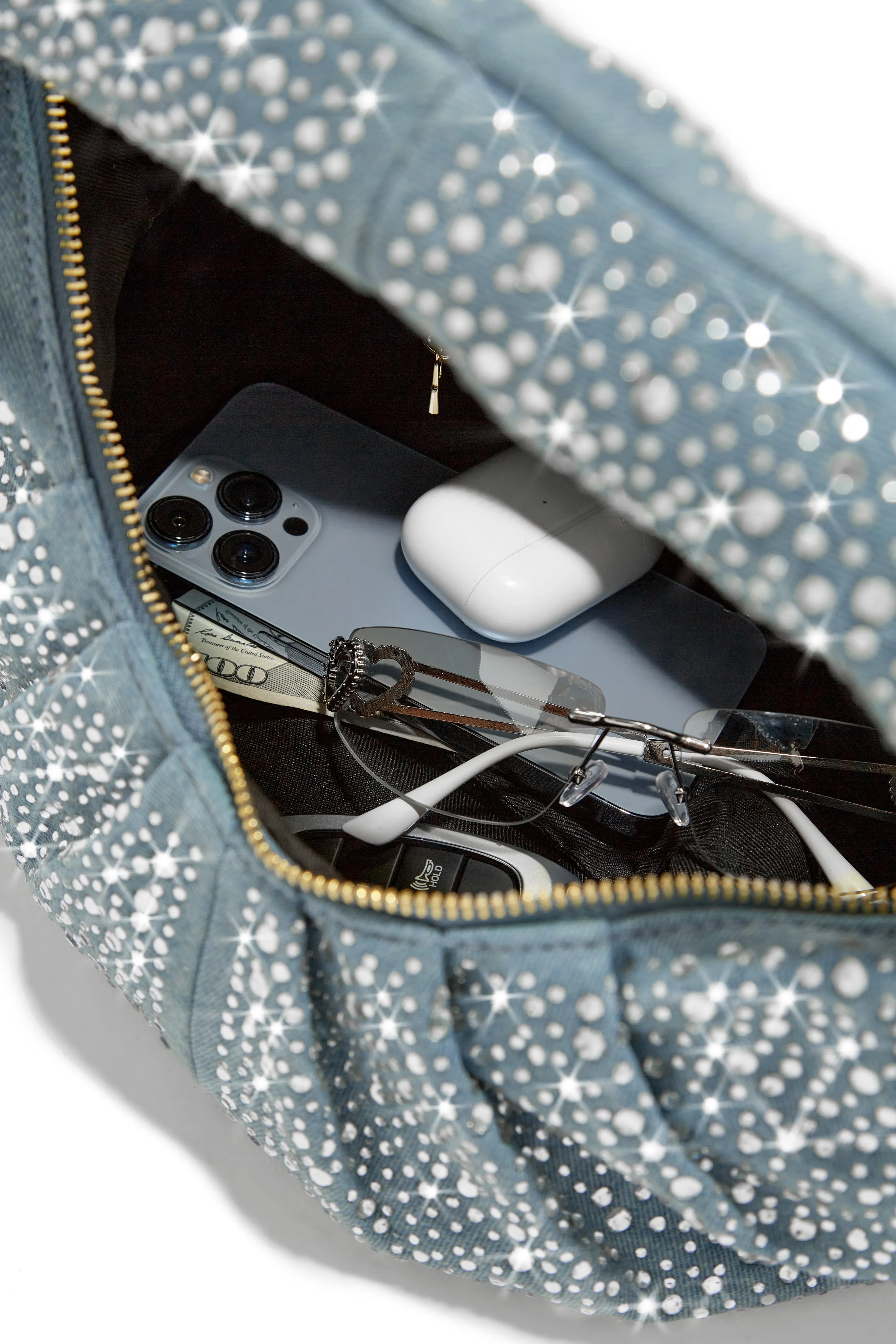 Makaila Embellished Bag - Denim