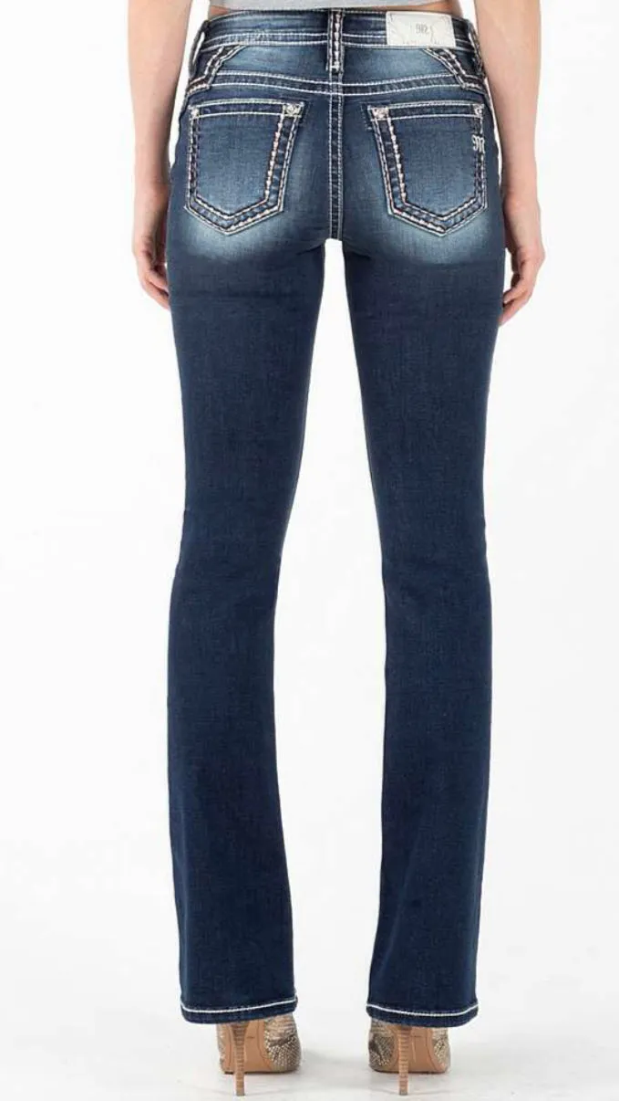Miss Me Stitch It Up Mid Rise Straight Jean