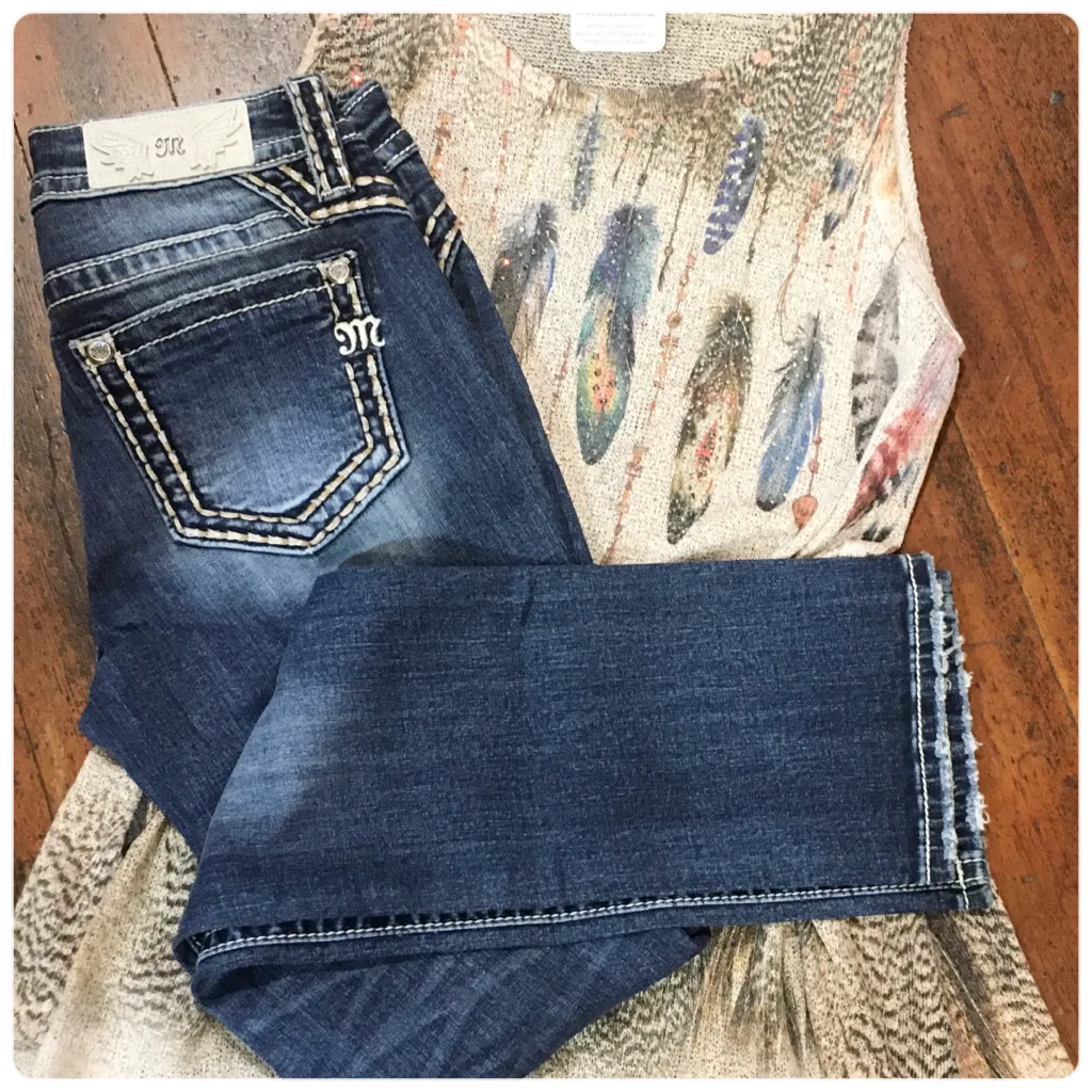 Miss Me Stitch It Up Mid Rise Straight Jean