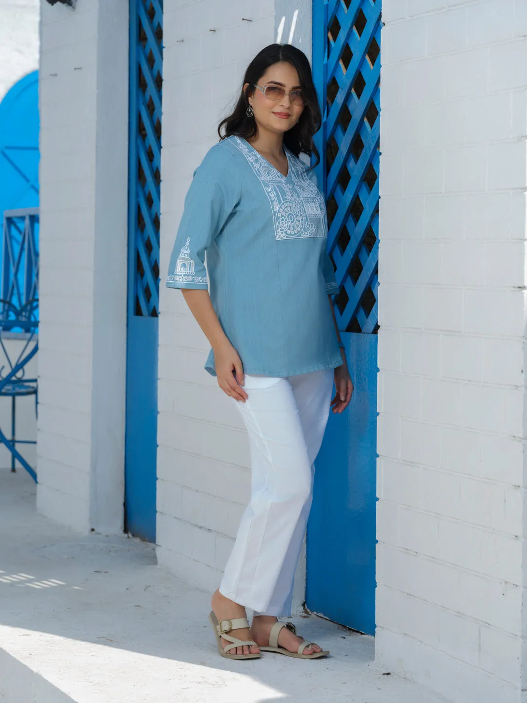 Monumental Emboridery Colored Denim