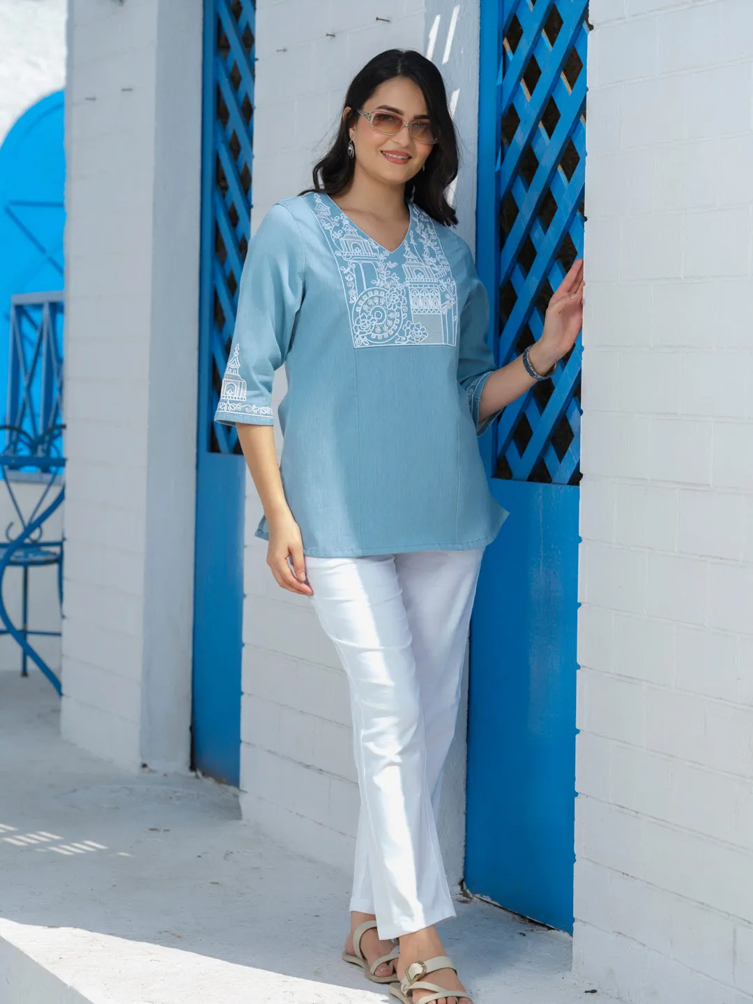 Monumental Emboridery Colored Denim