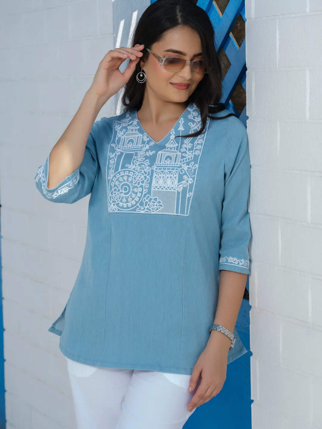 Monumental Emboridery Colored Denim