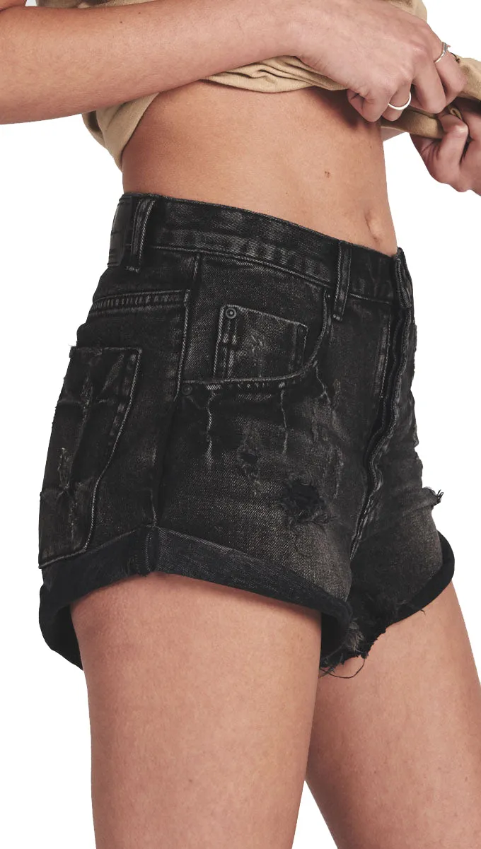 One Teaspoon Bandits Mid Waist Denim Shorts Double Bass
