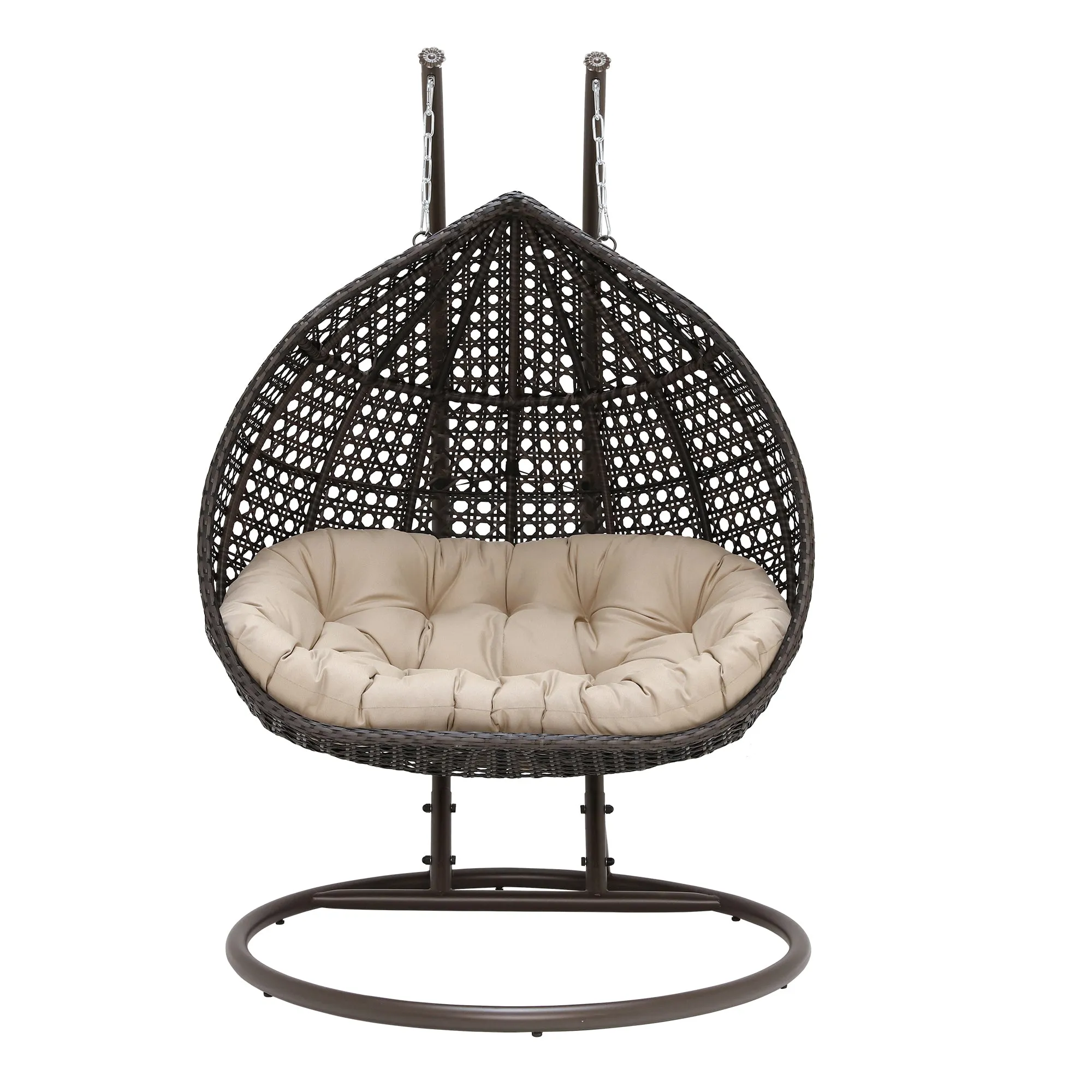 Onio Double Seater Hanging Swing With Stand For Balcony , Garden Swing (Dark Brown)