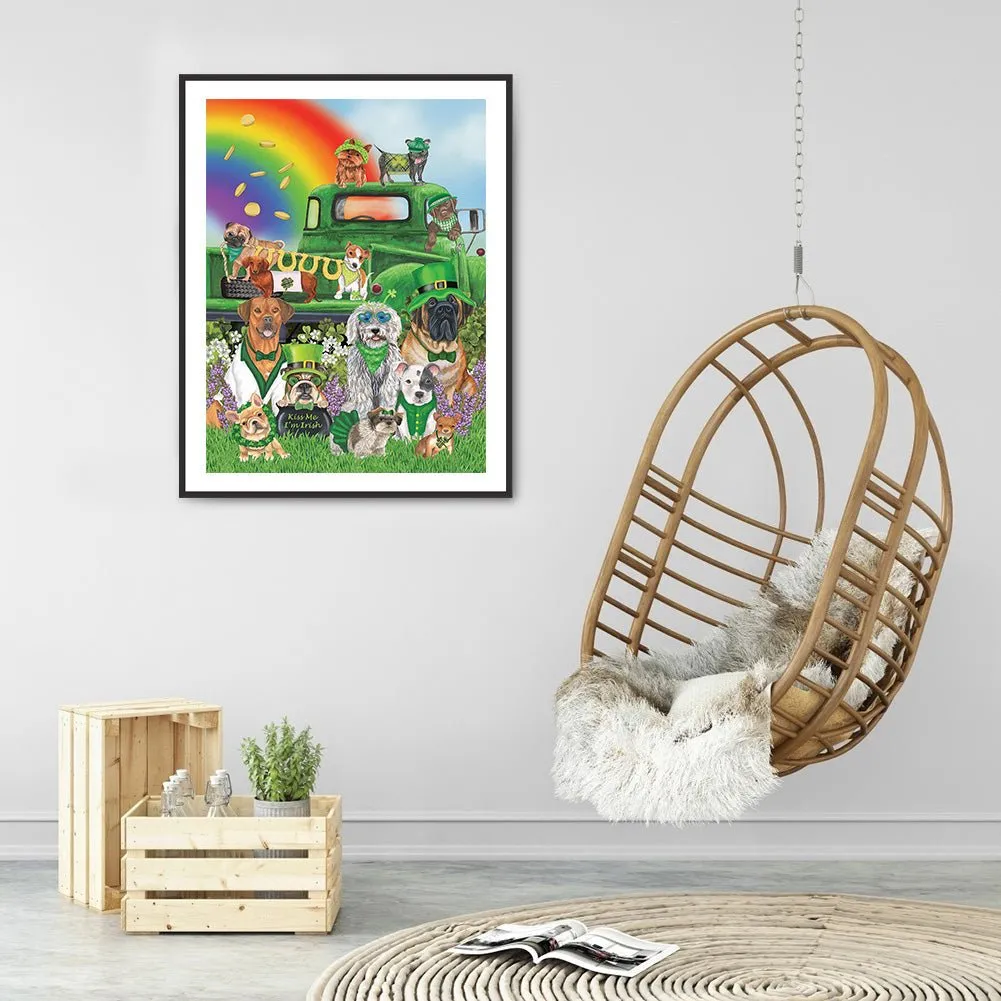 St. Patrick'S Day Dog Party - Full Round 40*50CM 24 Colors